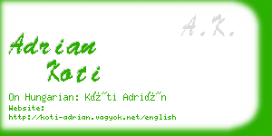 adrian koti business card